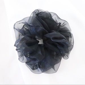 Oversized Chiffon Scrunchie in Sheer Black